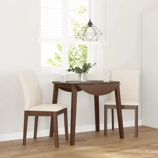 Sillas de Comedor Con Cojines 2 Uds Madera Maciza Marrón Caucho