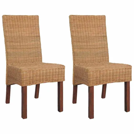 Sillas de Comedor 2 Unidades Ratán Natural Marrón