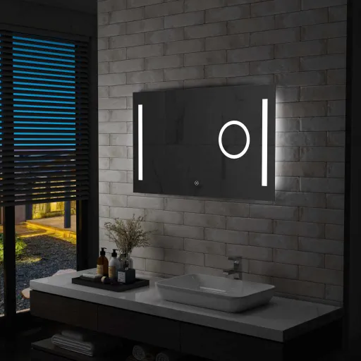 Espejo de Pared de Baño Con LED y Sensor Táctil 100x60 cm