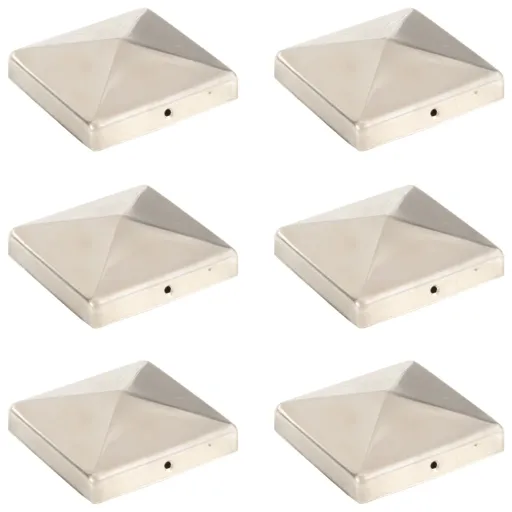 Tapas Piramidales Postes Valla 6 Uds Acero Inoxidable 101x101mm