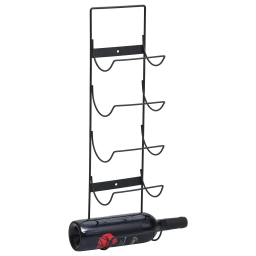 Botellero de Pared Para 5 Botellas Hierro Negro