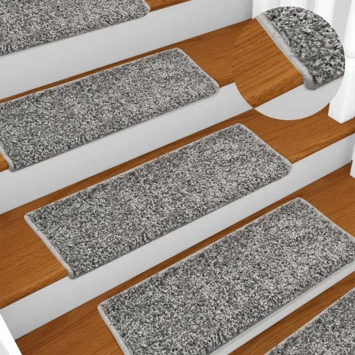 Alfombrillas Para Escaleras 10 Unidades 65x21x4 cm Gris Borde Rectangular