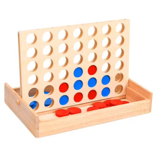 Juego de 4 en Raya Madera Macizo 24x15x4 cm
