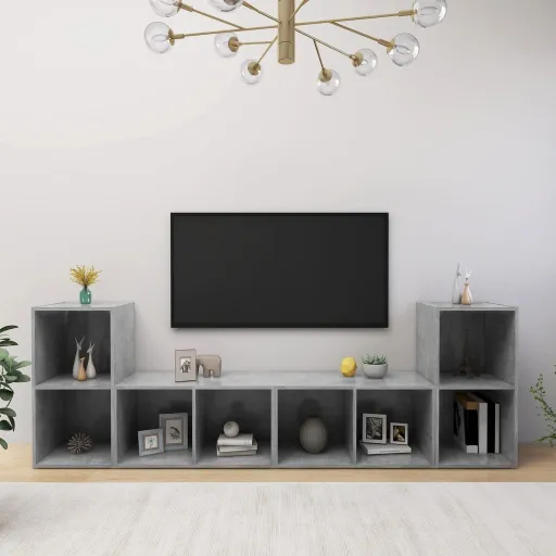 Muebles de Salón 4 Pzas Madera Ingeniería Gris Hormigón