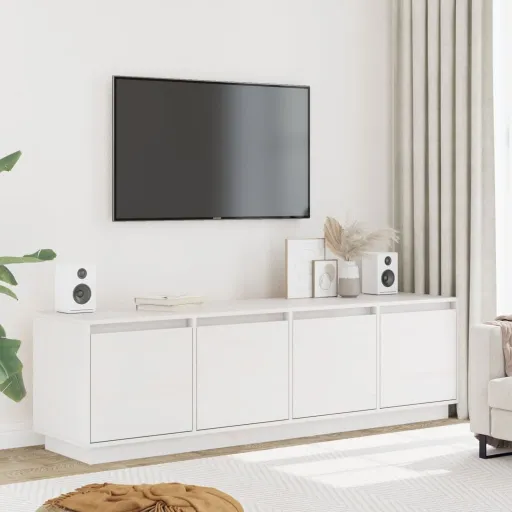 Mueble de TV Madera Maciza de Pino Blanco 156x37x45 cm