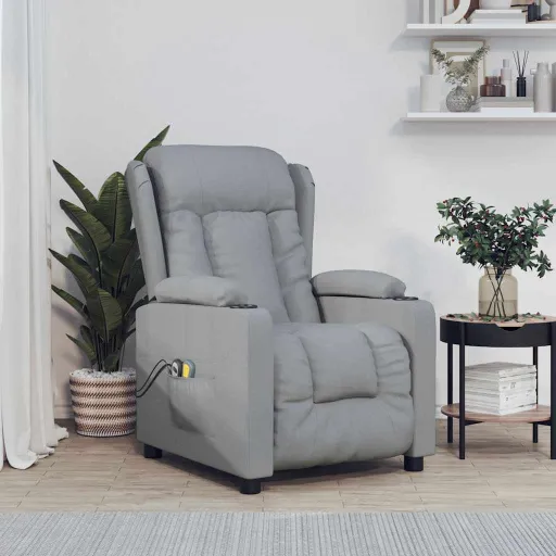Sillón de Masaje Eléctrico Tela Gris Claro