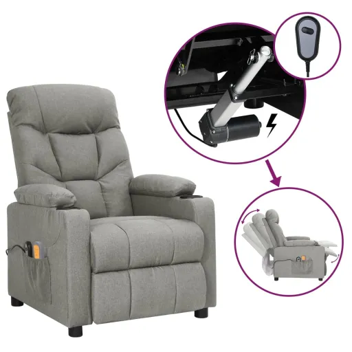 Sillón de Masaje Eléctrico Tela Gris Claro