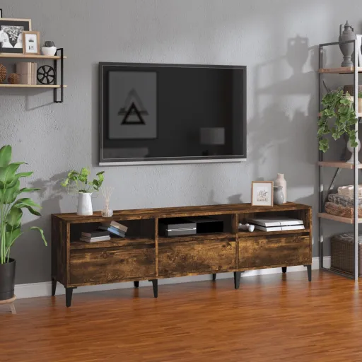 Mueble de TV Madera Contrachapada Roble Ahumado 150x30x44,5 cm