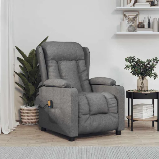 Sillón de Masaje de Tela Gris Oscuro
