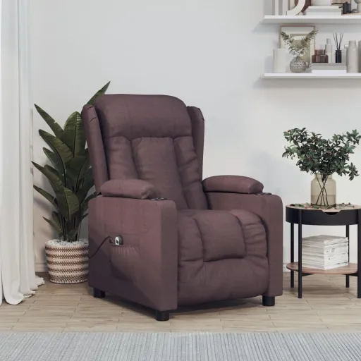 Sillón Reclinable Eléctrico Tela Marrón Oscuro