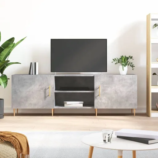 Mueble de TV Madera de Ingeniería Gris Hormigón 150x30x50 cm