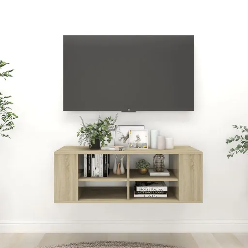 Mueble Pared TV Madera Contrachapada Roble Sonoma 102x35x35 cm