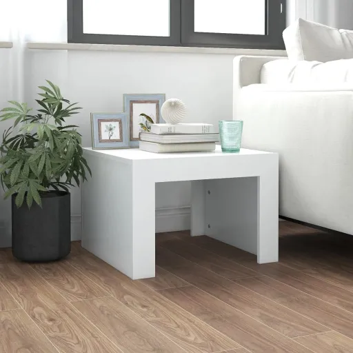 Mesa de Centro Madera Contrachapada Blanco 50x50x35 cm