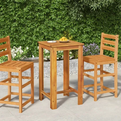 Mesa Alta de Jardín Madera Maciza de Acacia 60x60x105 cm