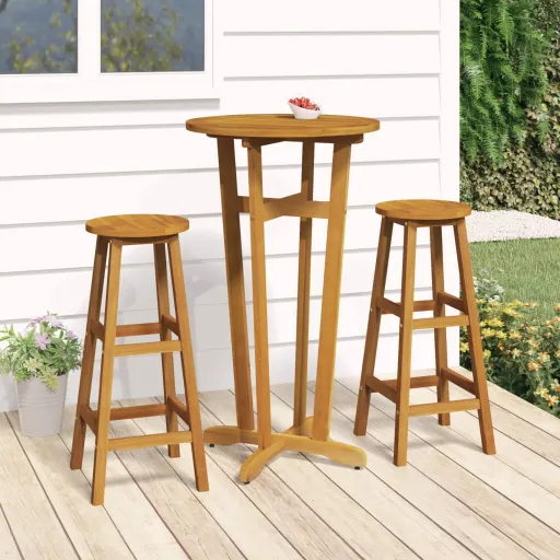 Mesa Alta de Jardín Madera Maciza de Acacia Ø60x105 cm