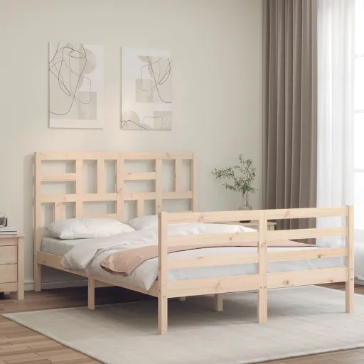 Estructura de Cama Con Cabecero Madera Maciza 140x200 cm