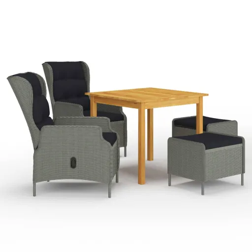 Juego de Comedor Para Jardín 5 Piezas Gris Claro