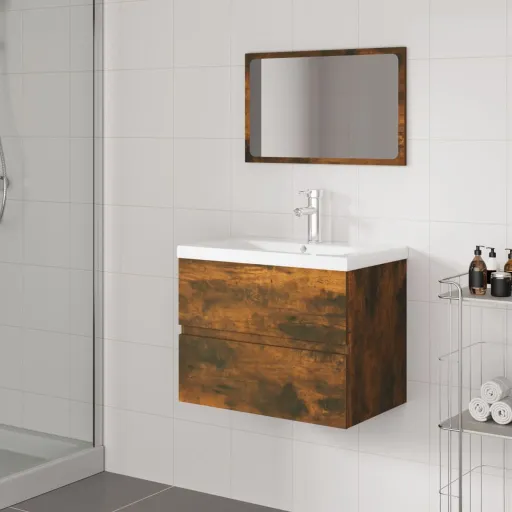 Set de Muebles de Baño Madera Contrachapada Color Roble Ahumado