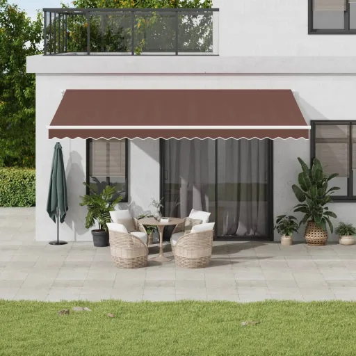 Toldo Retráctil Manual Marrón 500x300 cm