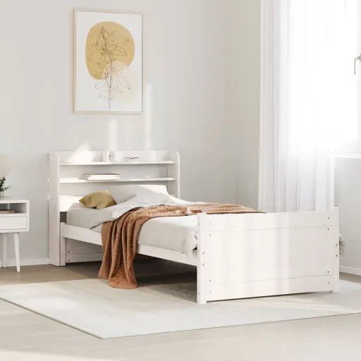 Estructura de Cama Con Cabecero Sin Colchón Blanco 90x190 cm