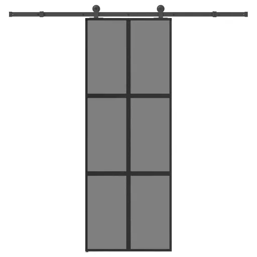Puerta Corredera Set Herrajes Vidrio Templado Aluminio 76x205cm