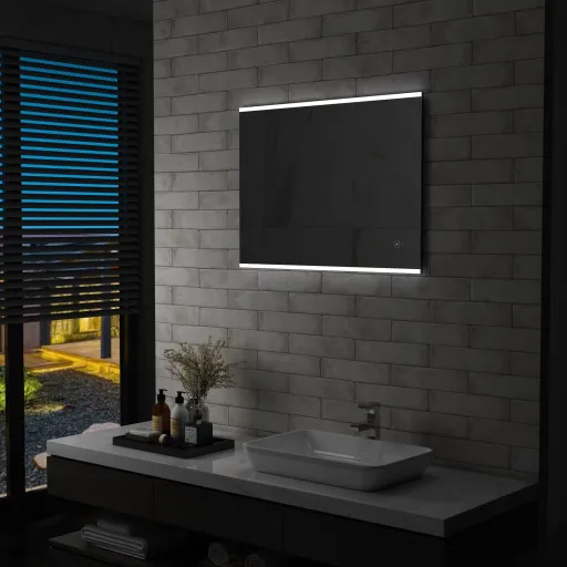 Espejo de Pared de Baño Con LED y Sensor Táctil 80x60 cm