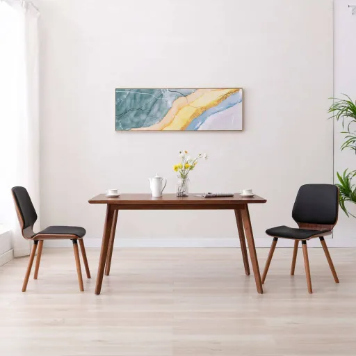 Sillas de Comedor 2 Unidades Cuero Sintético Negro