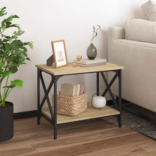 Mesa Auxiliar Madera Contrachapada Roble Sonoma 55x38x45 cm