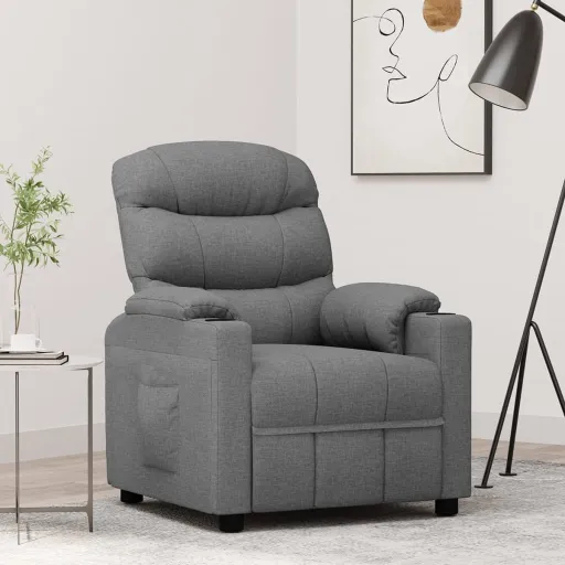 Sillón Reclinable de Tela Gris Claro