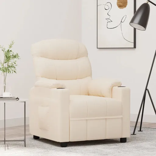 Sillón Reclinable de Tela Crema