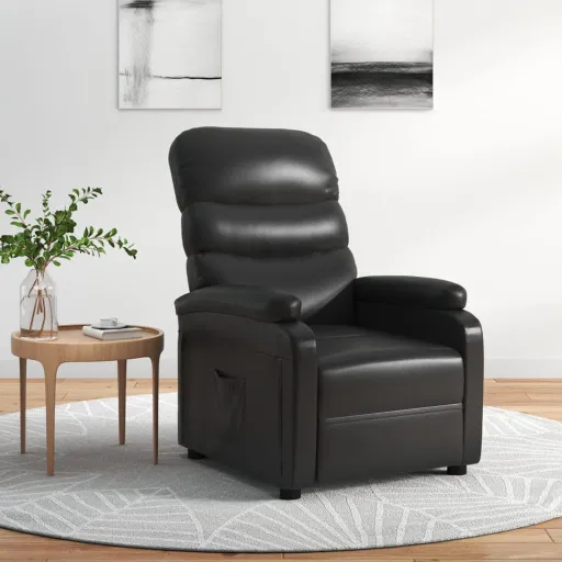 Sillón Reclinable de Cuero Sintético Negro