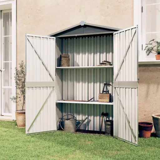 Cobertizo de Jardín Acero Galvanizado Gris 116x45x175 cm