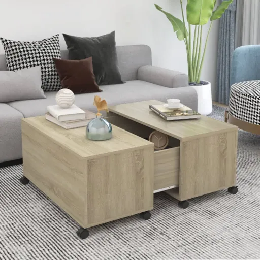 Mesa de Centro Madera Contrachapada Roble Sonoma 75x75x38 cm