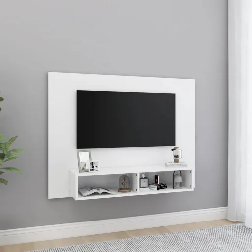 Mueble de TV de Pared Madera Contrachapada Blanco 120x23,5x90cm