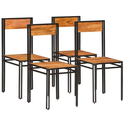 Sillas de Comedor 4 Unidades Madera Maciza de Acacia