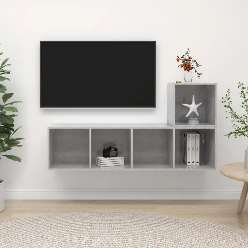 Set de Muebles de Salón 2 Pzas Madera Ingeniería Gris Hormigón