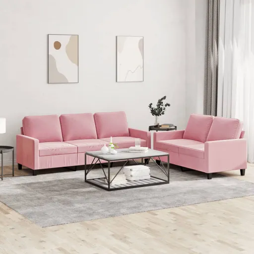 Juego de Sofás Con Cojines 2 Piezas Terciopelo Rosa