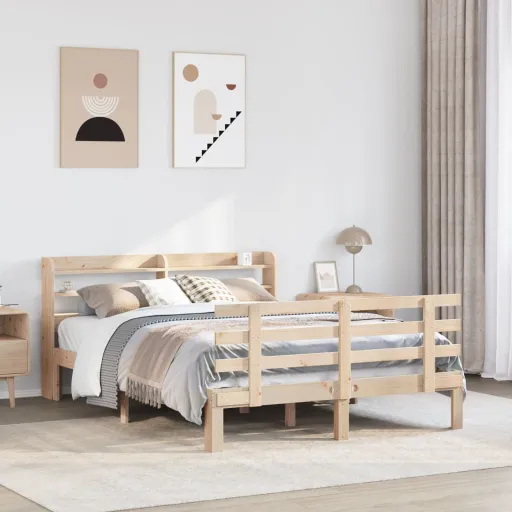 Estructura de Cama Con Cabecero Madera Maciza Pino 120x190 cm