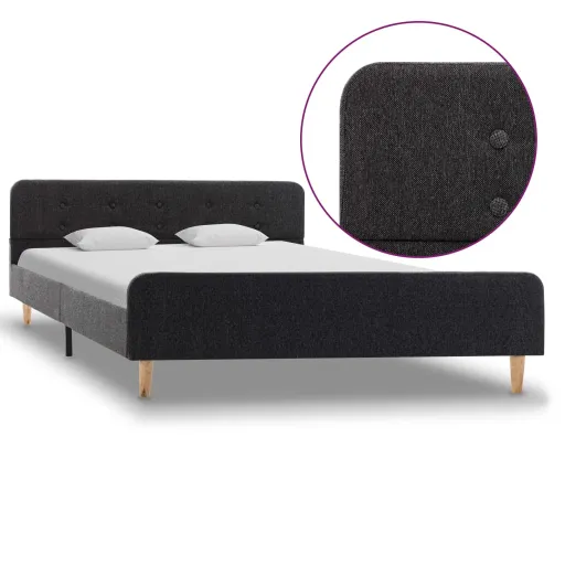 Estructura de Cama de Arpillera Gris Oscuro 90x200 cm