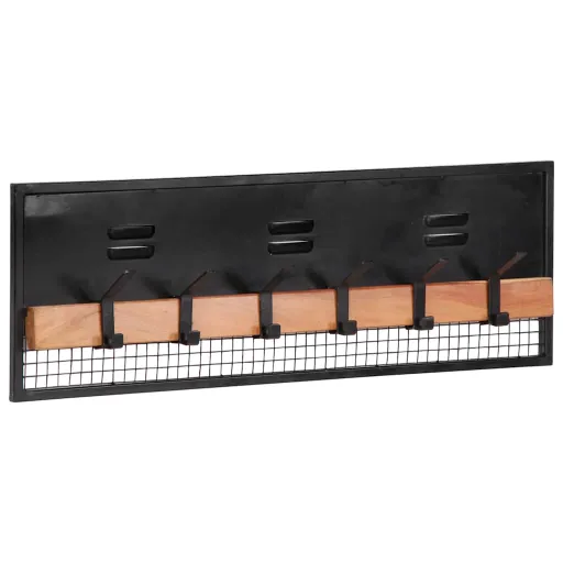 Perchero de Pared Madera Maciza de Mango 90x11x30 cm