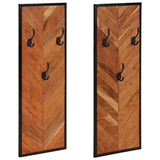 Percheros 2 Uds Madera Madera Maciza de Acacia 35x1x90 cm