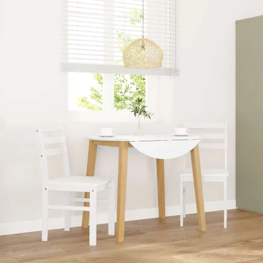 Sillas de Comedor 2 Unidades Madera Maciza de Caucho Blanco