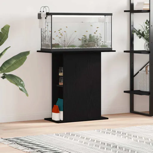 Soporte Para Acuario de Roble Negro 75x36x72,5 cm de Madera de Ingeniería