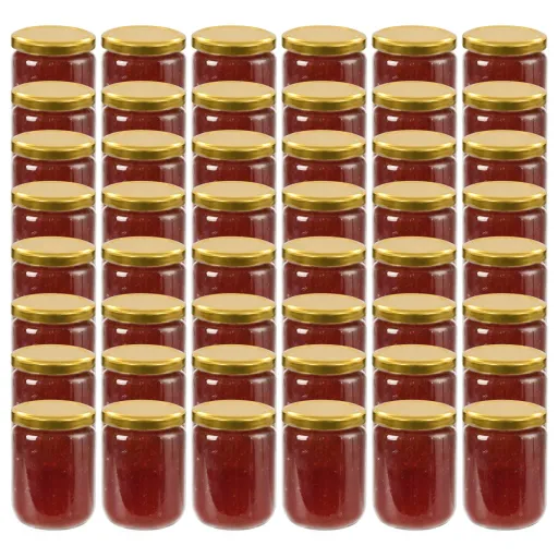 Tarros de Mermelada de Vidrio Con Tapa Dorada 48 Uds 230 ml