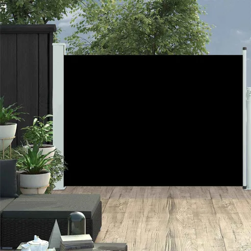Toldo Lateral Retráctil de Jardín Negro 120x500 cm