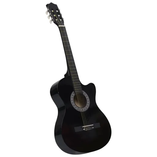 Guitarra Clásica Western Cutaway Con 6 Cuerdas Negra 38"
