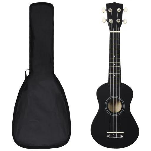 Set de Ukelele Soprano Con Funda Para Niños Negro 21"