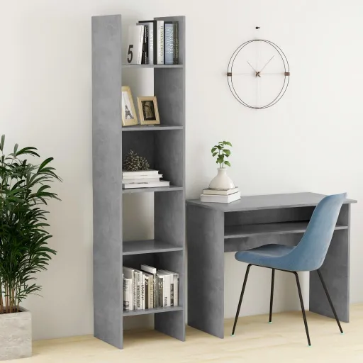 Estantería de Madera Contrachapada Gris Hormigón 40x35x180 cm