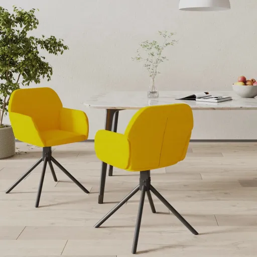 Sillas de Comedor Giratorias 2 Uds Terciopelo Amarillo