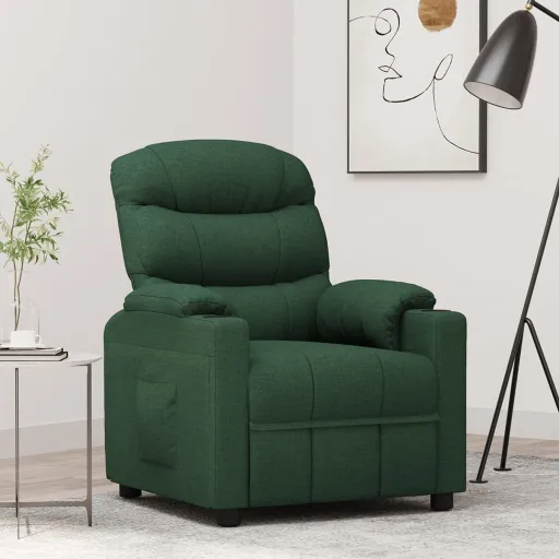 Sillón Reclinable de Tela Verde Oscuro